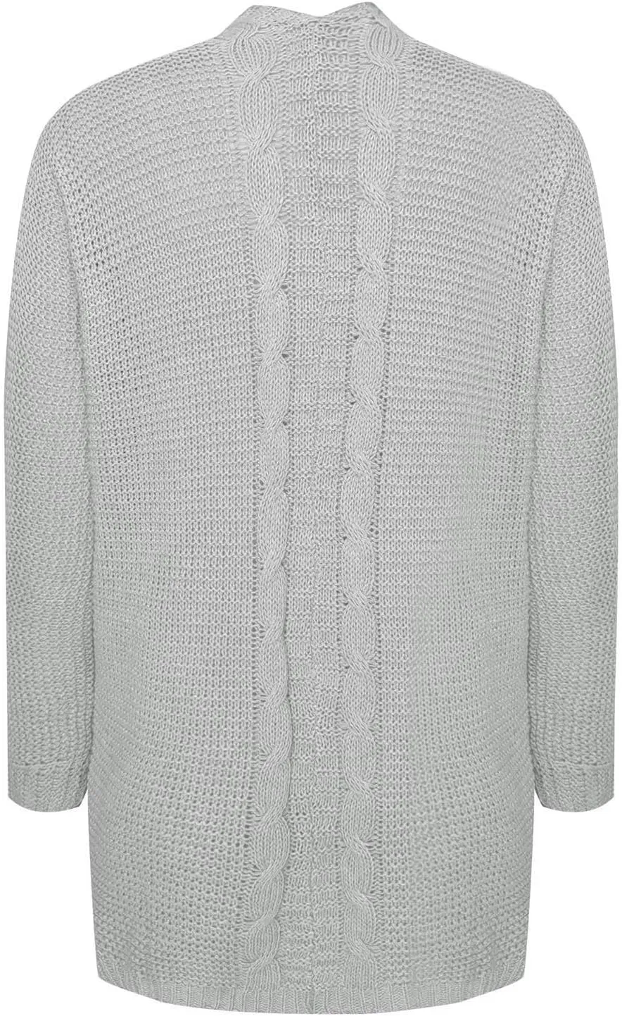 cooki Women's 2024 Fall Open Front Cardigan Long Batwing Sleeve Chunky Knit Sweater Loose Outerwear Coats with Pockets