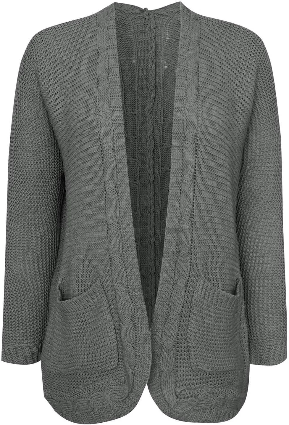 cooki Women's 2024 Fall Open Front Cardigan Long Batwing Sleeve Chunky Knit Sweater Loose Outerwear Coats with Pockets