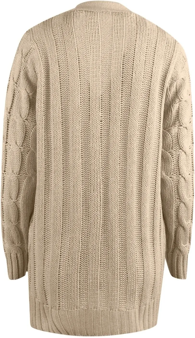 cooki Womens Cardigan Sweaters Fall Women's Open Front Fashion Button Down Cable Knit Chunky Sweater Jackets Coats