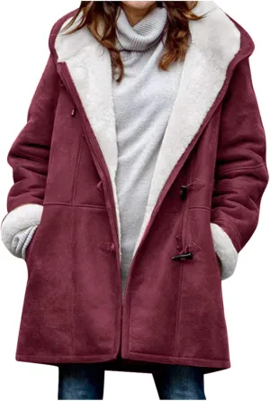 cooki womens winter coats Fleece Lined Coats Sherpa Jackets Fuzzy Fleece Coats Oversized Long Thicken Vintage Warm Outerwear