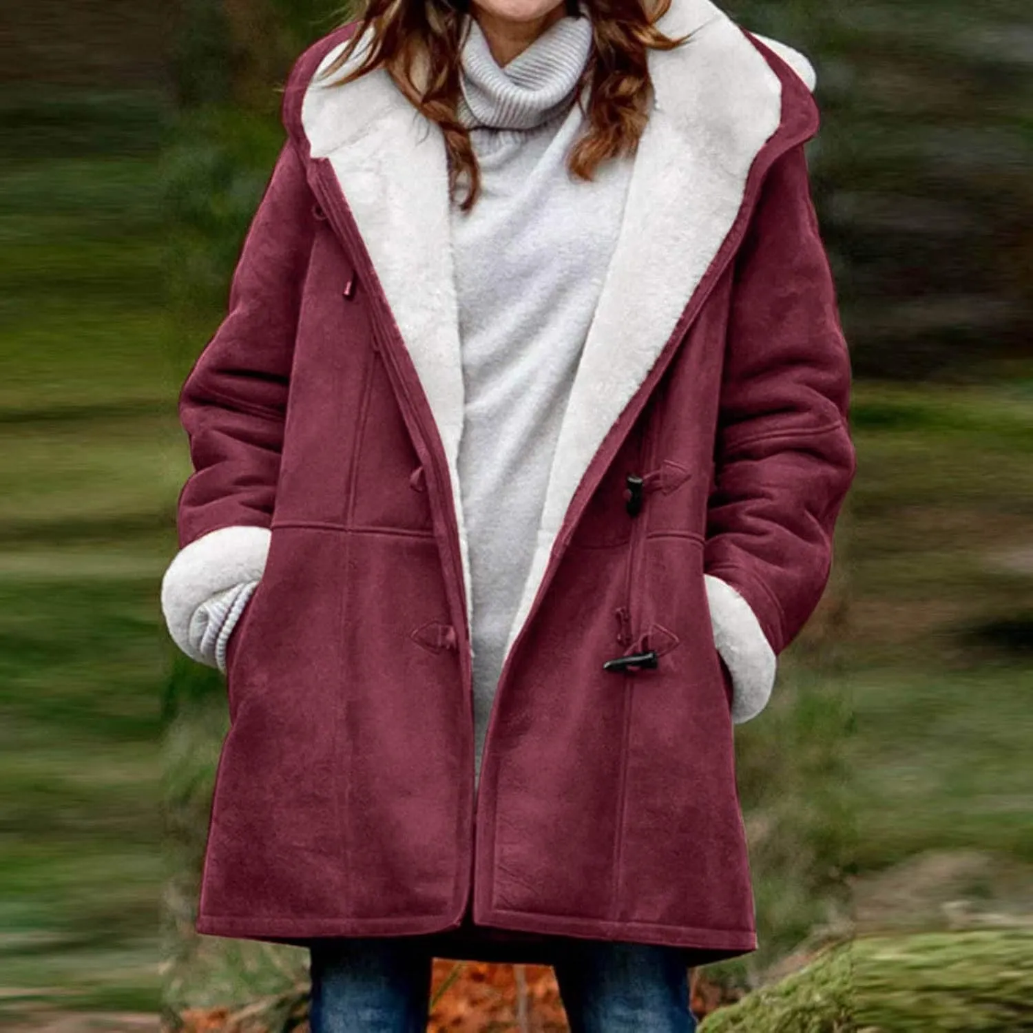 cooki womens winter coats Fleece Lined Coats Sherpa Jackets Fuzzy Fleece Coats Oversized Long Thicken Vintage Warm Outerwear