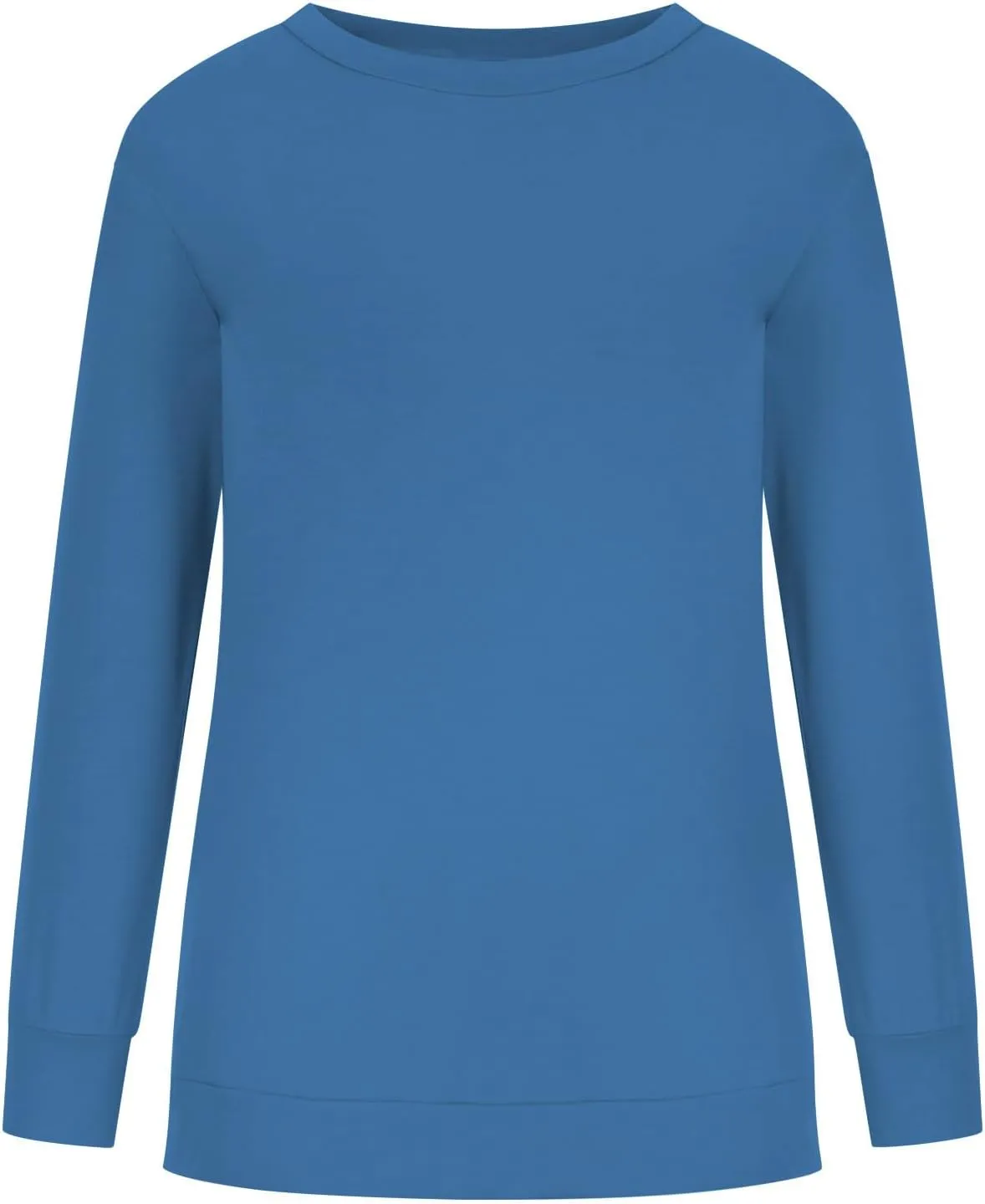 Crew Neck Sweatshirts Women Casual Loose Soft Long Sleeve Pullover Color Block Side Split Tops Lightweight Fall Outfit