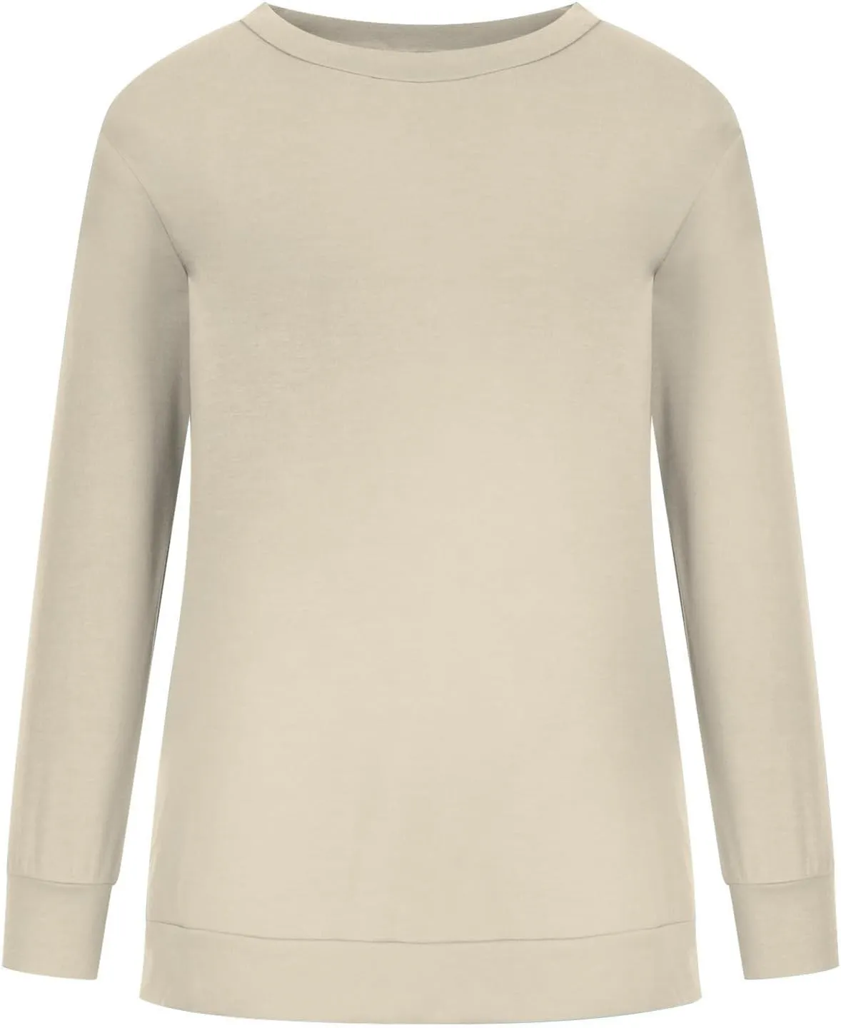 Crew Neck Sweatshirts Women Casual Loose Soft Long Sleeve Pullover Color Block Side Split Tops Lightweight Fall Outfit