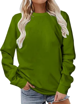Crew Neck Sweatshirts Women Loose Soft Long Sleeve Basic Shirts Comfy Pullover Tops Fall Fashion Outfits Clothes 2024