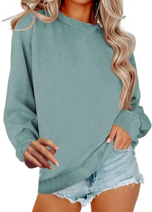 Crew Neck Sweatshirts Women Oversized Fall Sweatshirt Casual Loose Long Sleeve Tops Pullover Cute Y2k Preppy Clothes