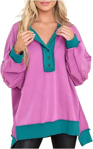 Crewneck Sweatshirts for Women Soft Long Sleeve Pullover Tops Lightweight Womens Sweatshirts Loose Fit Splicing Top