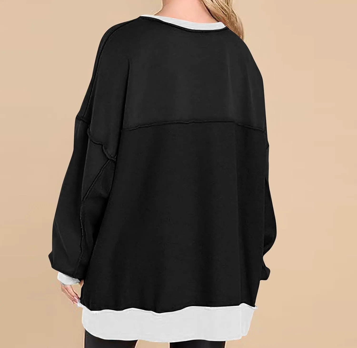 Crewneck Sweatshirts for Women Soft Long Sleeve Pullover Tops Lightweight Womens Sweatshirts Loose Fit Splicing Top