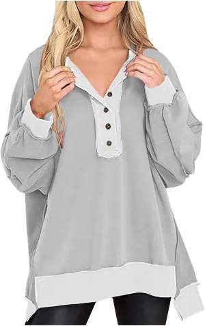 Crewneck Sweatshirts for Women Soft Long Sleeve Pullover Tops Lightweight Womens Sweatshirts Loose Fit Splicing Top