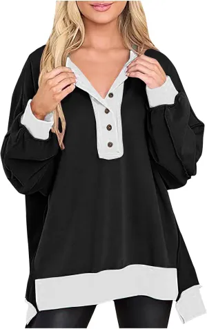 Crewneck Sweatshirts for Women Soft Long Sleeve Pullover Tops Lightweight Womens Sweatshirts Loose Fit Splicing Top
