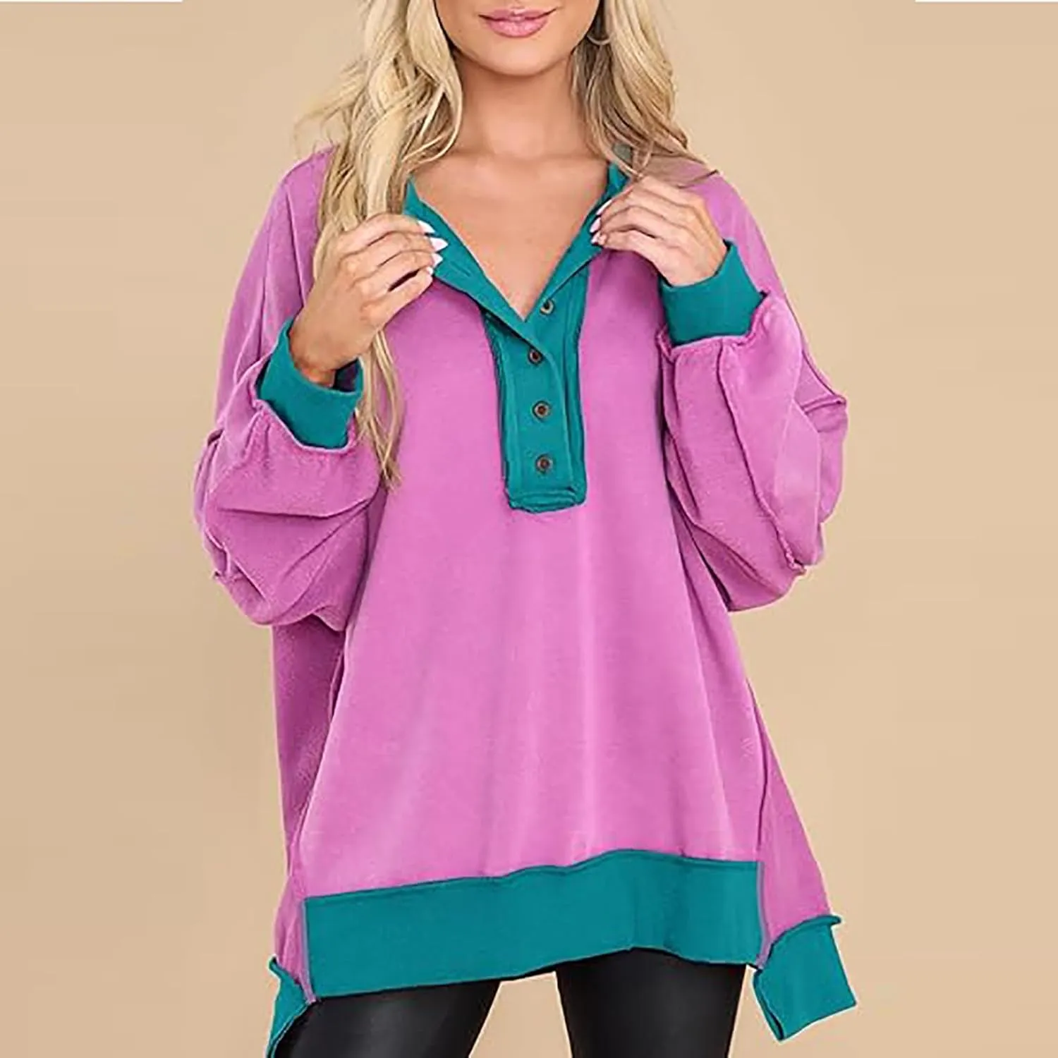 Crewneck Sweatshirts for Women Soft Long Sleeve Pullover Tops Lightweight Womens Sweatshirts Loose Fit Splicing Top