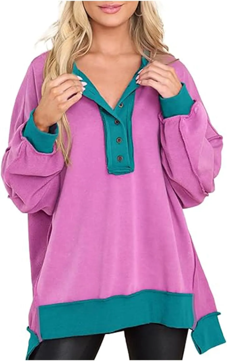 Crewneck Sweatshirts for Women Soft Long Sleeve Pullover Tops Lightweight Womens Sweatshirts Loose Fit Splicing Top