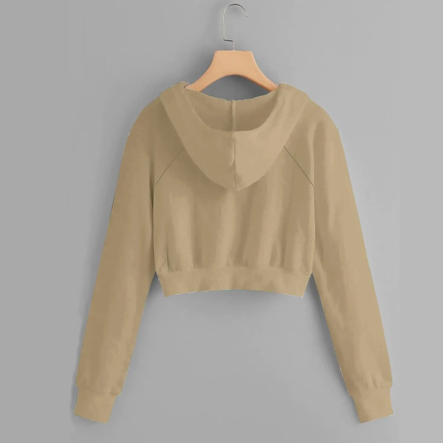Cropped Hoodies for Women Trendy Zip Up Crop Sweatshirt Fashion Long Sleeve Solid Color Hooded Track Jacket