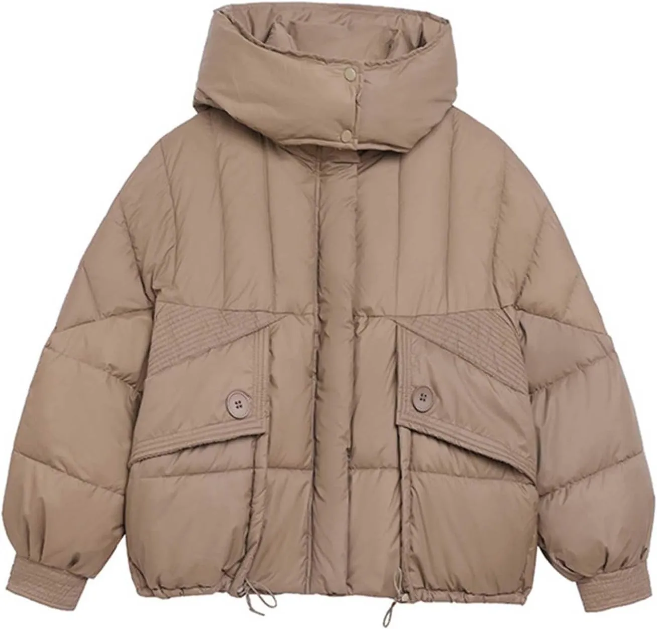 Cropped Puffer Jackets For Women Zip Up Quilted Down Jackets with Removable Hood 2024 Winter Warm Fashion Outfits