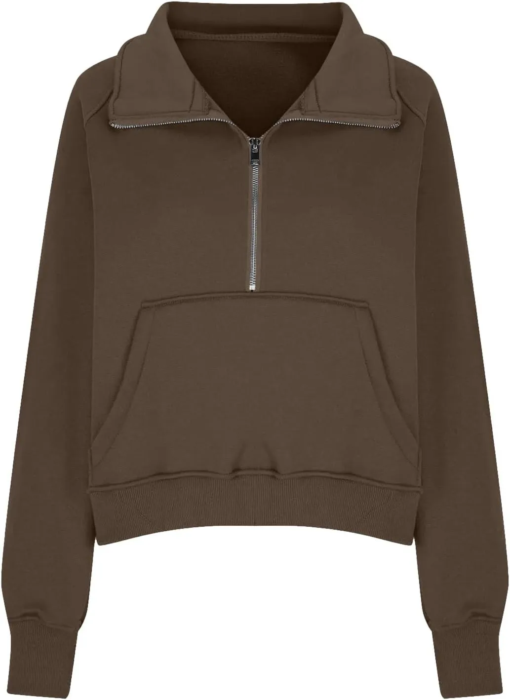 Cropped Sweatshirts for Women Half Zip Preppy Sweatshirt Fleece Lightweight Sweatshirts with Pockets Batwing Sweaters