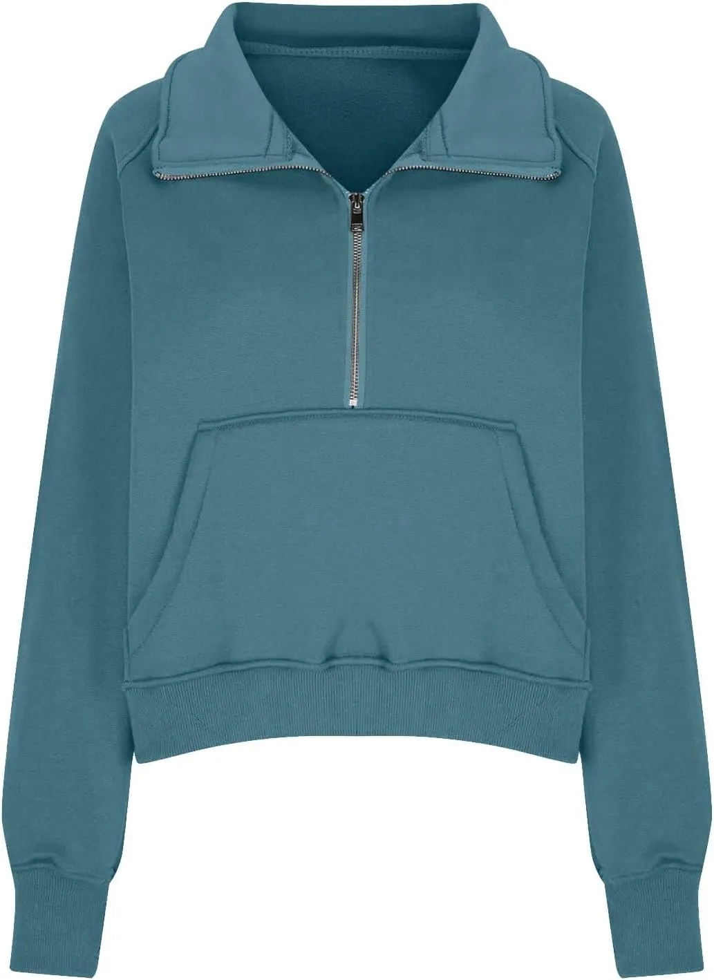 Cropped Sweatshirts for Women Half Zip Preppy Sweatshirt Fleece Lightweight Sweatshirts with Pockets Batwing Sweaters