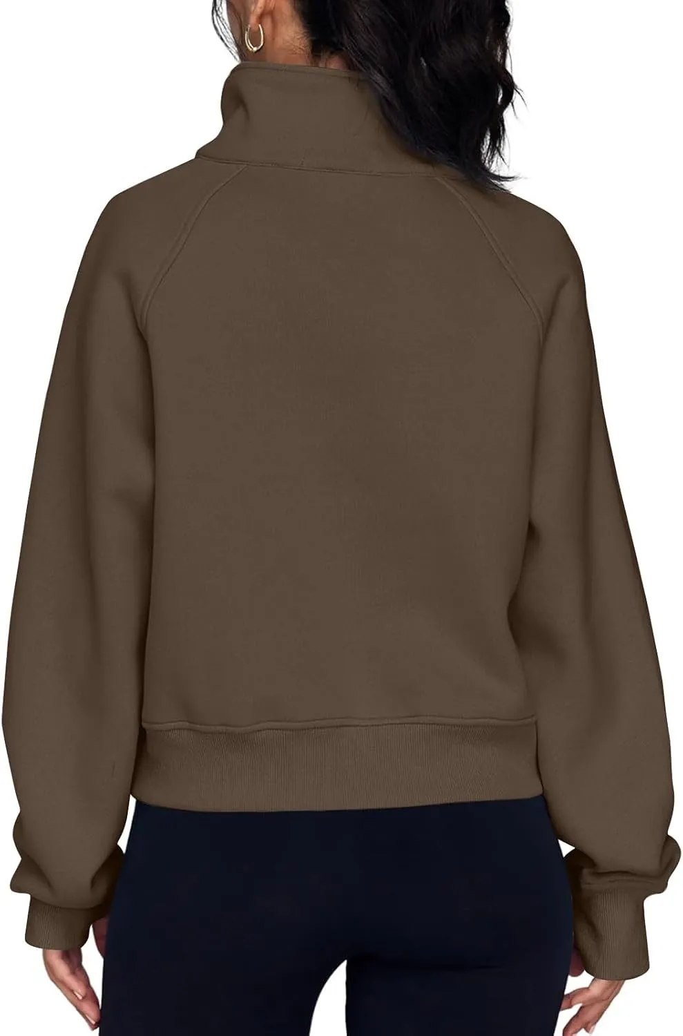 Cropped Sweatshirts for Women Half Zip Preppy Sweatshirt Fleece Lightweight Sweatshirts with Pockets Batwing Sweaters
