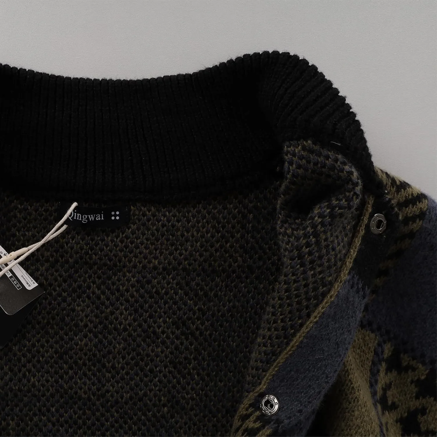 Dgoopd Mens Plaid Cardigan Sweater Ruffle Cable Knit Sweater Shawl Collar Cardigan Button Down Sweaters Thermal Outwear