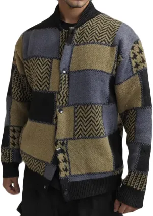 Dgoopd Mens Plaid Cardigan Sweater Ruffle Cable Knit Sweater Shawl Collar Cardigan Button Down Sweaters Thermal Outwear
