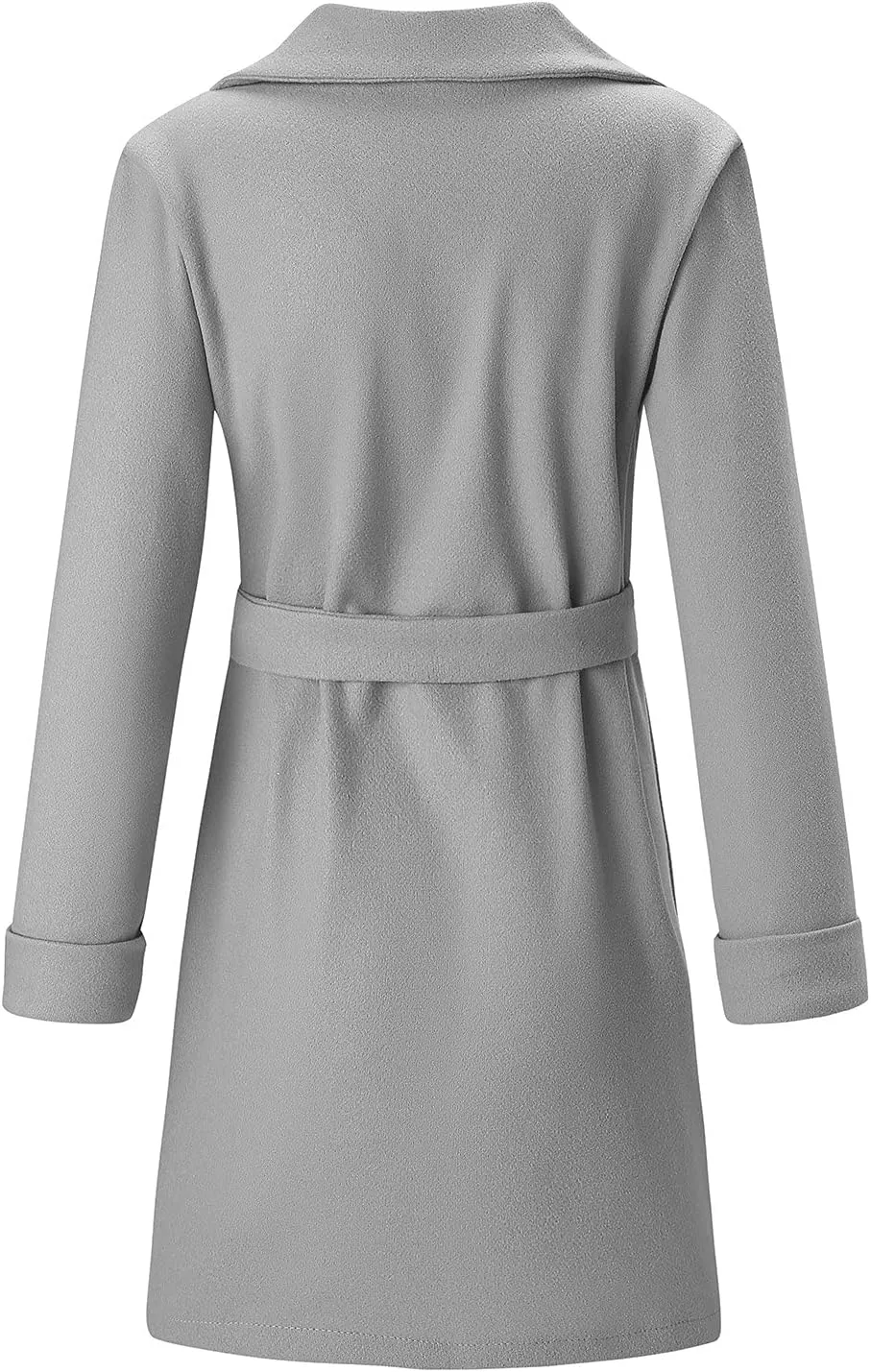Dress Coats for Women Classic Notch Lapel Collar Trench Coats Winter Belted Open Front Mid-Long Wool Pea Coats Outwear
