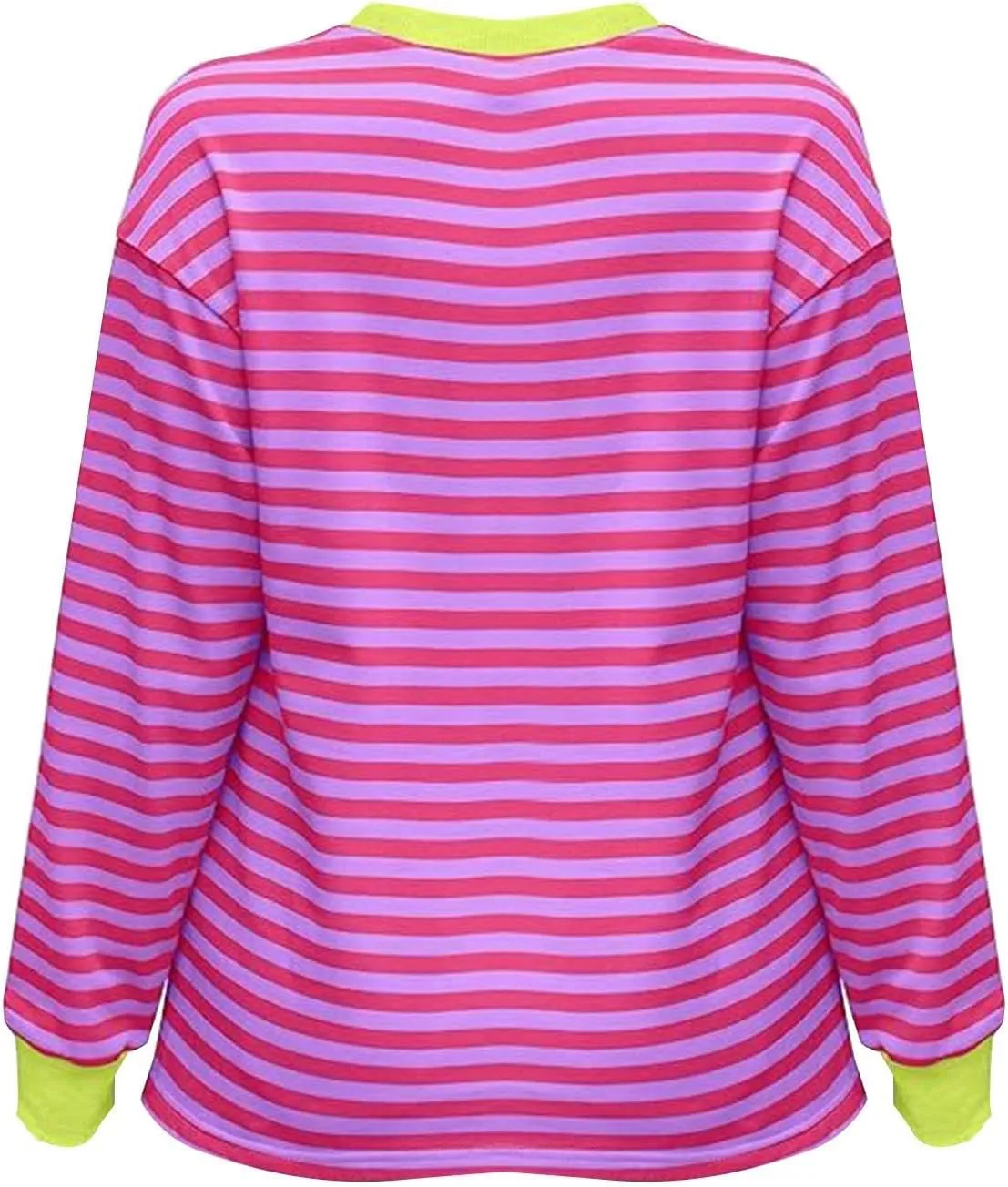 Dressy Striped Tops for Women Round Neck Long Sleeve Drop Shoulder Loose Comfy Tuncis Daily Fashion Work Sweatshirts