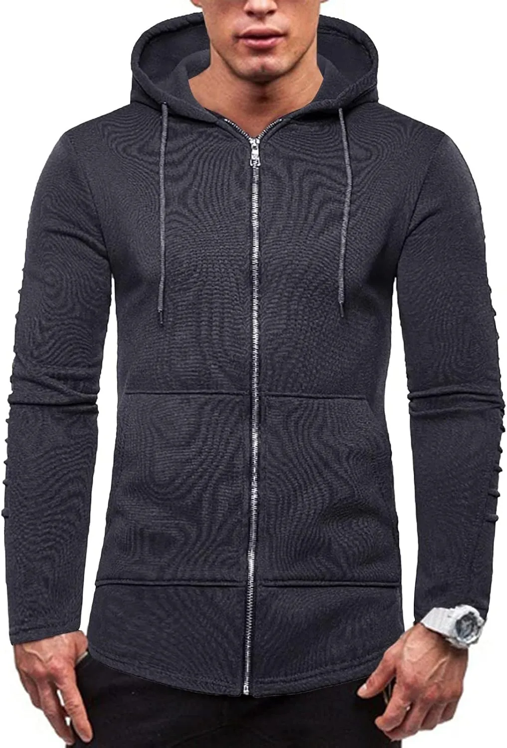 DuDubaby Mens Long Sleeve Hoodie Casual Camouflage Sports Sweatshirt Long Sleeve Zipper Hooded Jacket Coat