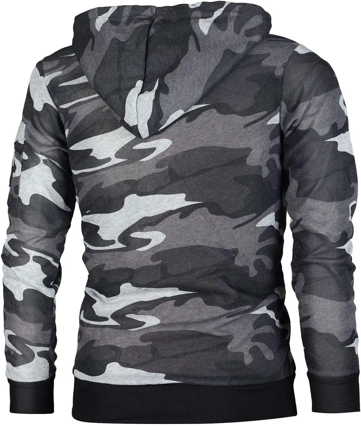 DuDubaby Plus Size Tops Casual Camouflage Sports Sweatshirt Long Sleeve Zipper Hooded Jacket Coat