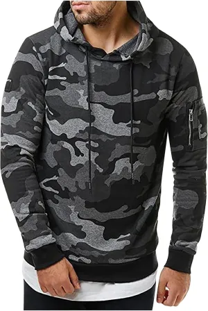 DuDubaby Plus Size Tops Casual Camouflage Sports Sweatshirt Long Sleeve Zipper Hooded Jacket Coat