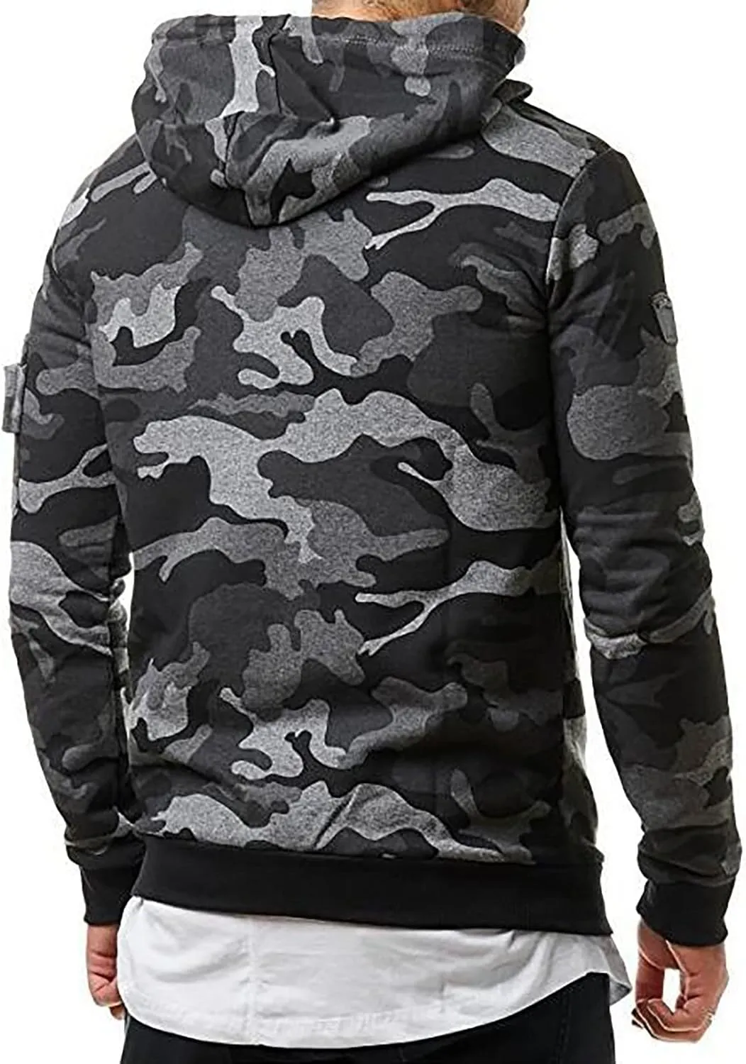 DuDubaby Plus Size Tops Casual Camouflage Sports Sweatshirt Long Sleeve Zipper Hooded Jacket Coat