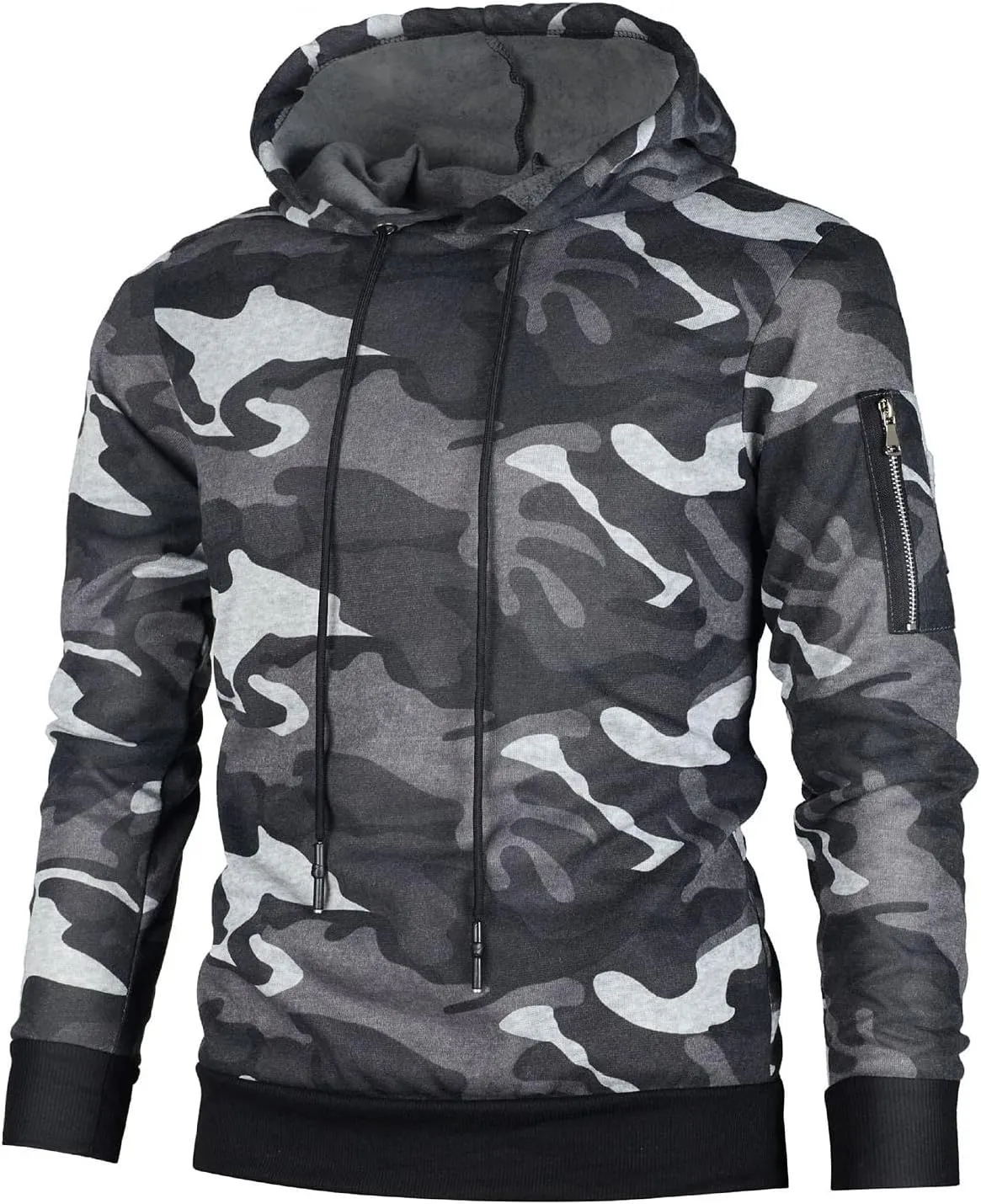 DuDubaby Plus Size Tops Casual Camouflage Sports Sweatshirt Long Sleeve Zipper Hooded Jacket Coat