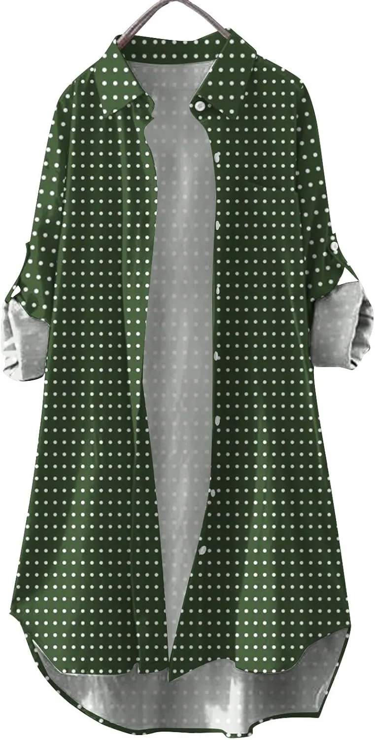 Fall Cardigans for Women 2024,Open Front Roll Up Sleeve Tops Button Down Plaid Shirts Oversized Cardigan