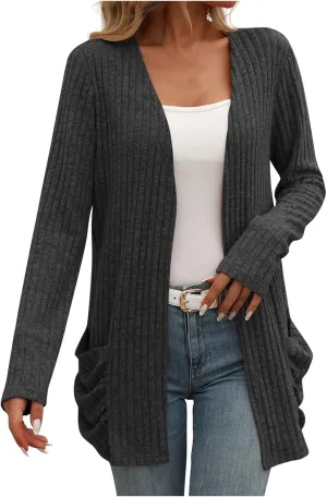 Fall Coats for Women 2025 Women's Open Front Casual Outwear Coats Long Sleeve Cardigan Sweaters 2025 Fall Cardigans