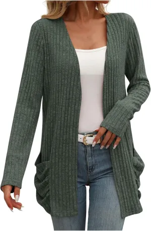 Fall Coats for Women 2025 Women's Open Front Casual Outwear Coats Long Sleeve Cardigan Sweaters 2025 Fall Cardigans