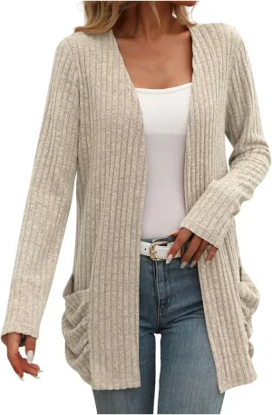 Fall Coats for Women 2025 Women's Open Front Casual Outwear Coats Long Sleeve Cardigan Sweaters 2025 Fall Cardigans