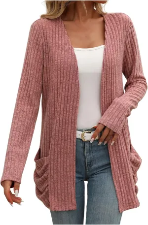 Fall Coats for Women 2025 Women's Open Front Casual Outwear Coats Long Sleeve Cardigan Sweaters 2025 Fall Cardigans