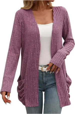 Fall Coats for Women 2025 Women's Open Front Casual Outwear Coats Long Sleeve Cardigan Sweaters 2025 Fall Cardigans