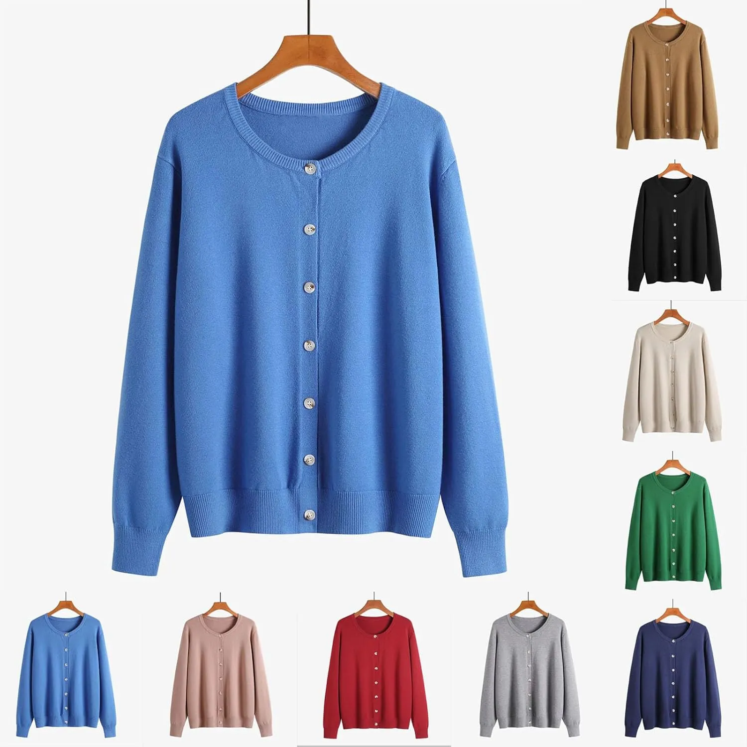 Fall Outfits for Women 2025 Long Sleeve Crewneck Button Down Sweaters Loose Fitted Casual Open Front Cardigans