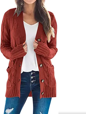 Fall Outfits for Women 2025 Long Sleeve Ribbed Knit Draped Cardigans Lightweight Cotton Soft Sweaters with Pockets