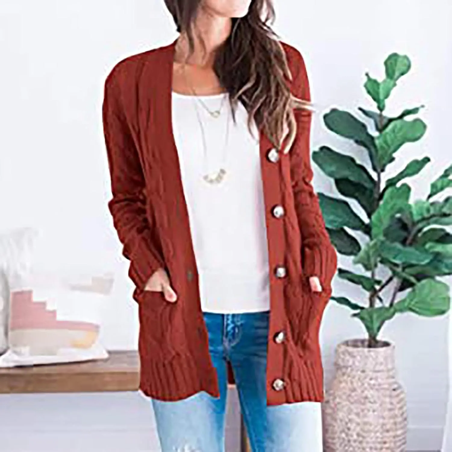 Fall Outfits for Women 2025 Long Sleeve Ribbed Knit Draped Cardigans Lightweight Cotton Soft Sweaters with Pockets