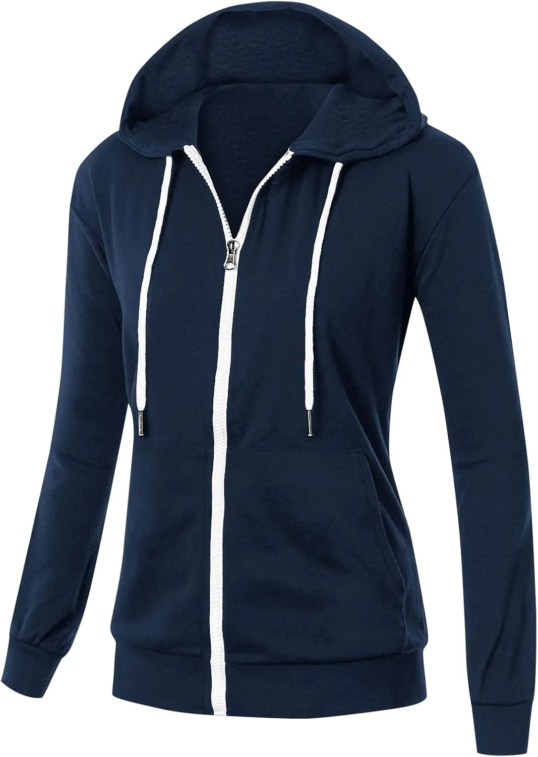 Fall Winter Hooded Jacket for Women Casual Long Sleeve Drawstring Coats with Pocket Trendy Zipper Thumb Hole Jacket
