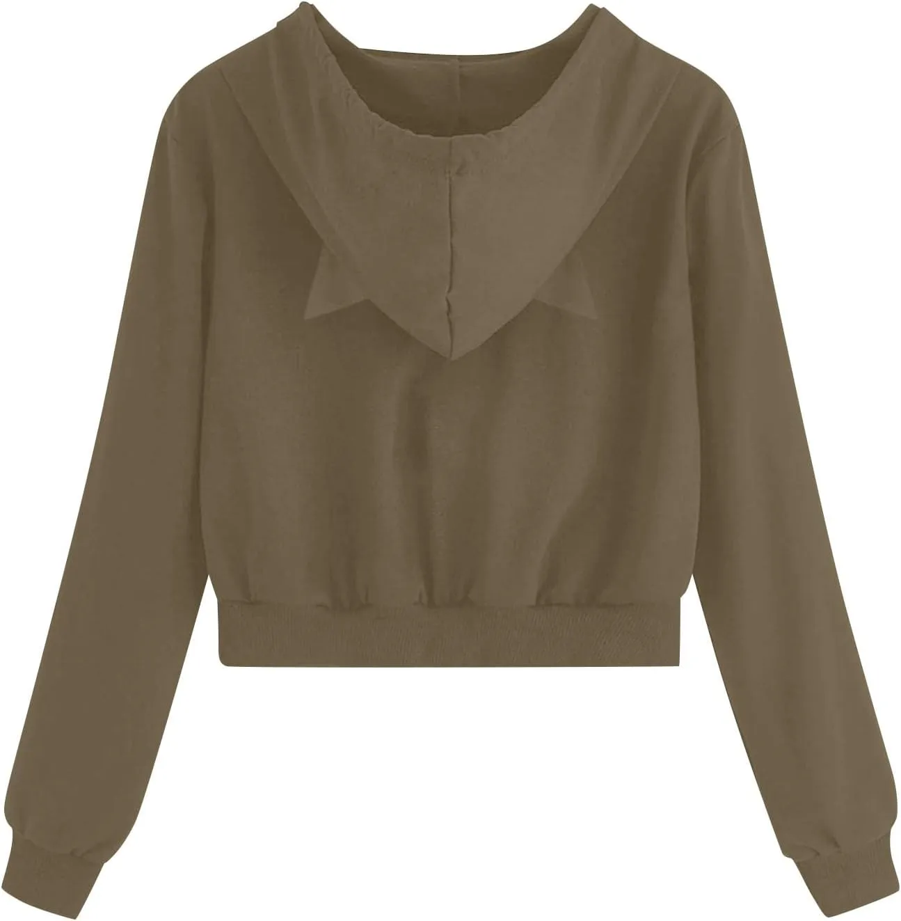 Fashion Hoodies Coats for Women Casual Solid Color Long Sleeve Cropped Zip Up Jackets Fall Loose Cat Hooded Hoodies