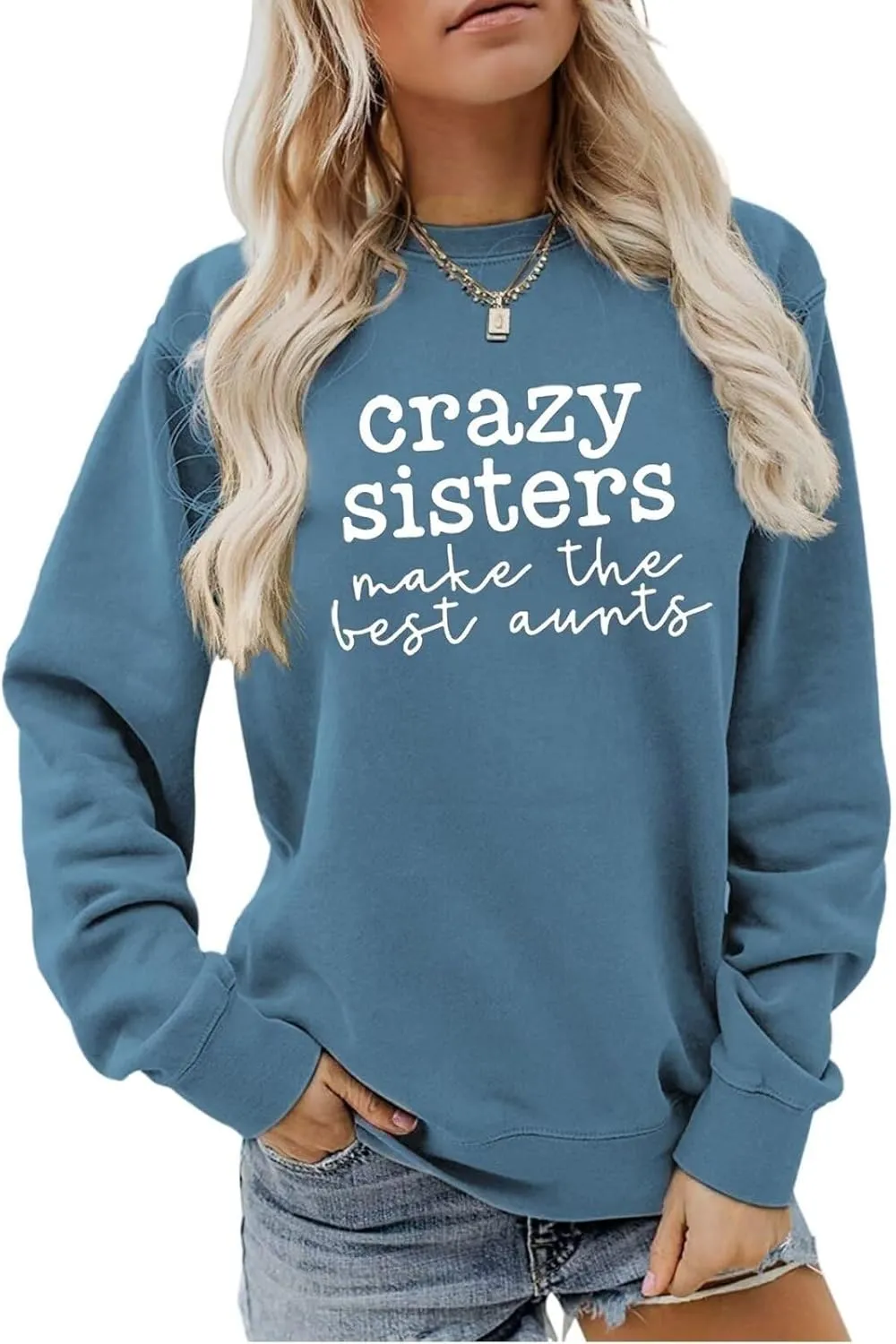 Fashion Sweatshirt for Women Funny Letter Print Regular Fit Long Sleeve Crewneck Pullovers Lightweight Hoodless Tops