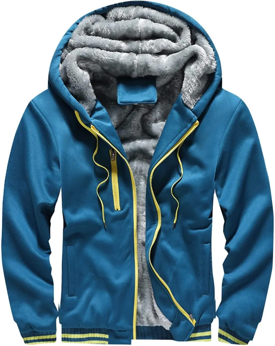 Fleece Hoodie Men Winter Thick Zipper Sweatshirts Workout Baseball Coat Casual Warm Hooded Pullover Jacket Sport Coats