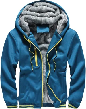 Fleece Hoodie Men Winter Thick Zipper Sweatshirts Workout Baseball Coat Casual Warm Hooded Pullover Jacket Sport Coats