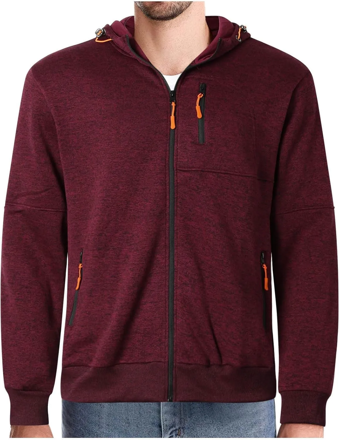 Fxbar Men Hoodies Casual Coat for Men with Zip Pockets Full Zip Long Sleeve Sweatshirt Sports Hooded Jacket with Pockets