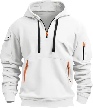 GOFULY Hoodies For Men Tactical Quarter Zip Pullover Stylish Sweatshirt Long Sleeve Big And Tall Hoodies With Pocket 2024