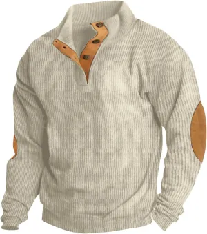 GOFULY Men'S Fashion Hoodies & Sweatshirts Corduroy Henley Pullover Lapel Collar Butto Down Sweaters Stand Collar Shirts