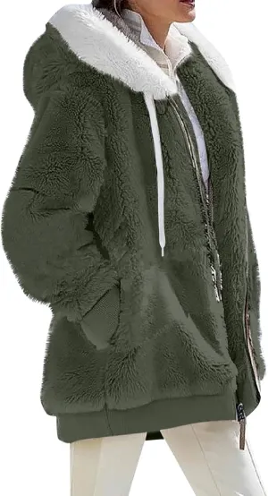 GOFULY Women Hoodies Oversized Winter Fuzzy Fleece Coats Packable Zipper Sherpa Jackets Casual Fall Outerwear With Pockets