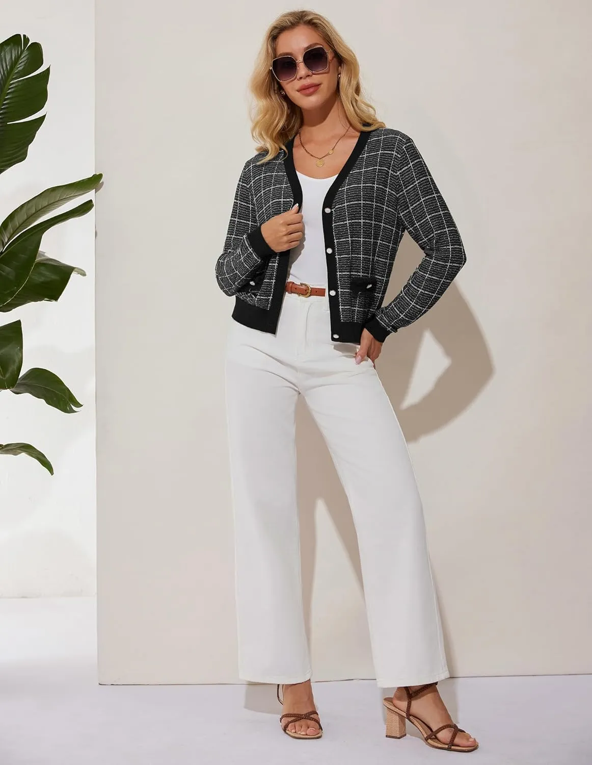 GRACE KARIN 2025 Women's Summer Cardigans Sweaters V-Neck Long Sleeve Button Down Lightweight Knit Cardigan