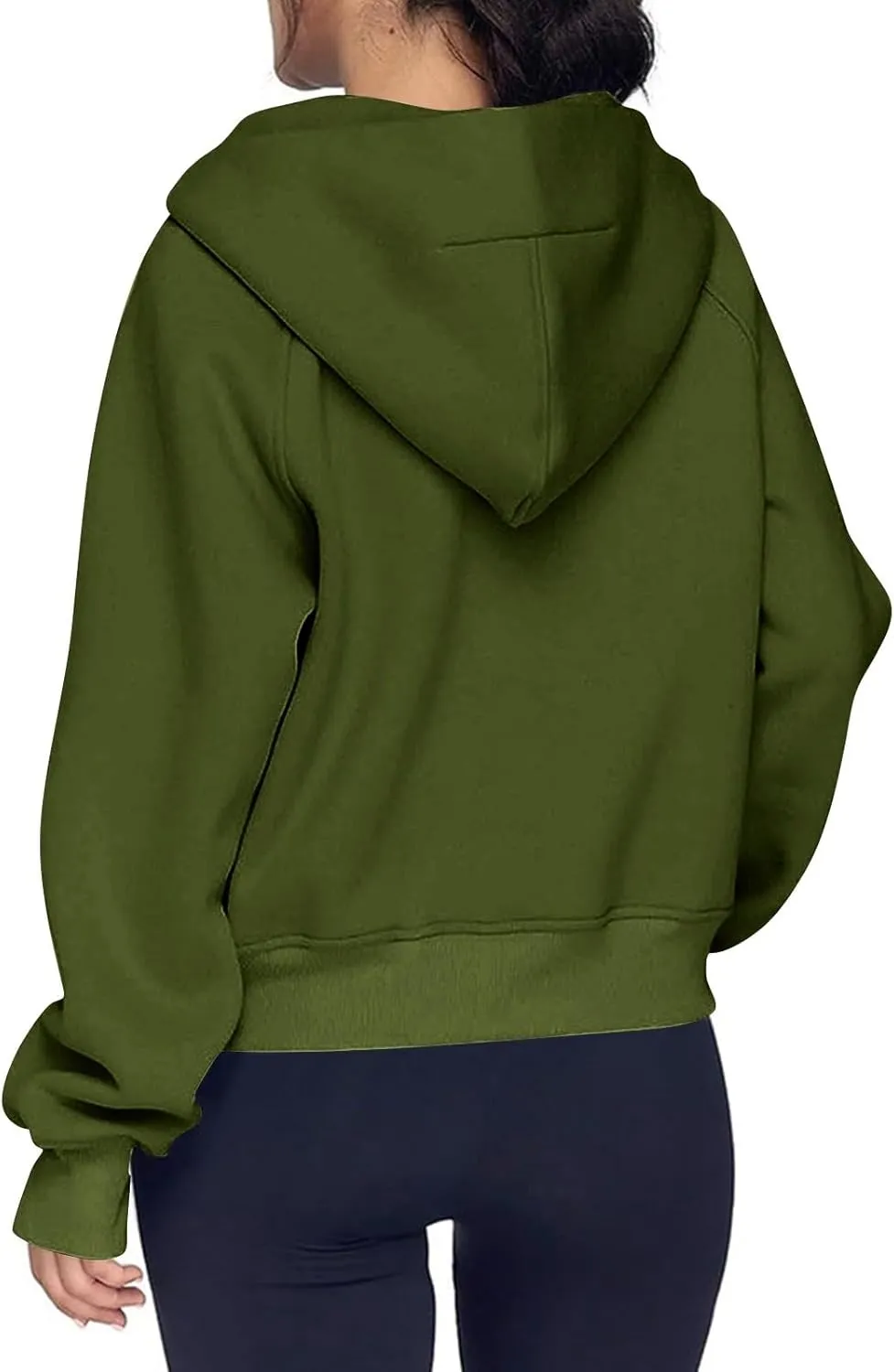 Half Zip Hoodie Women Fleece Long Sleeve Cropped Sweatshirt with Thumb Holes Casual Comfy Tunic Pullover Sweaters