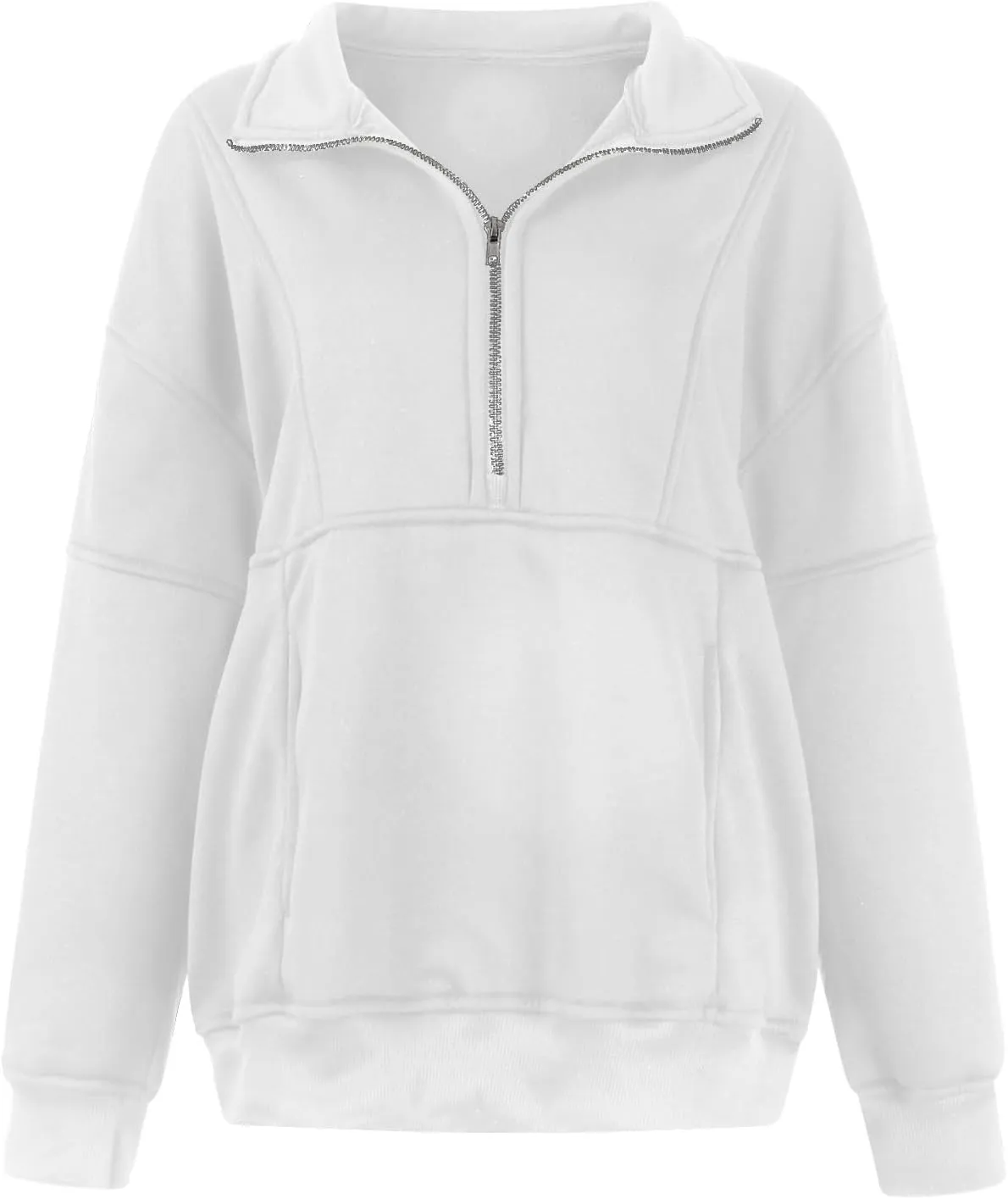 Half Zip Pullover Women Oversized Crewneck Sweatshirts with Pockets Loose Fit Thumb Hole Long Sleeve Sweaters